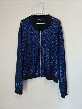 Lularoe Womens 3XL Blue Sequined Jacket